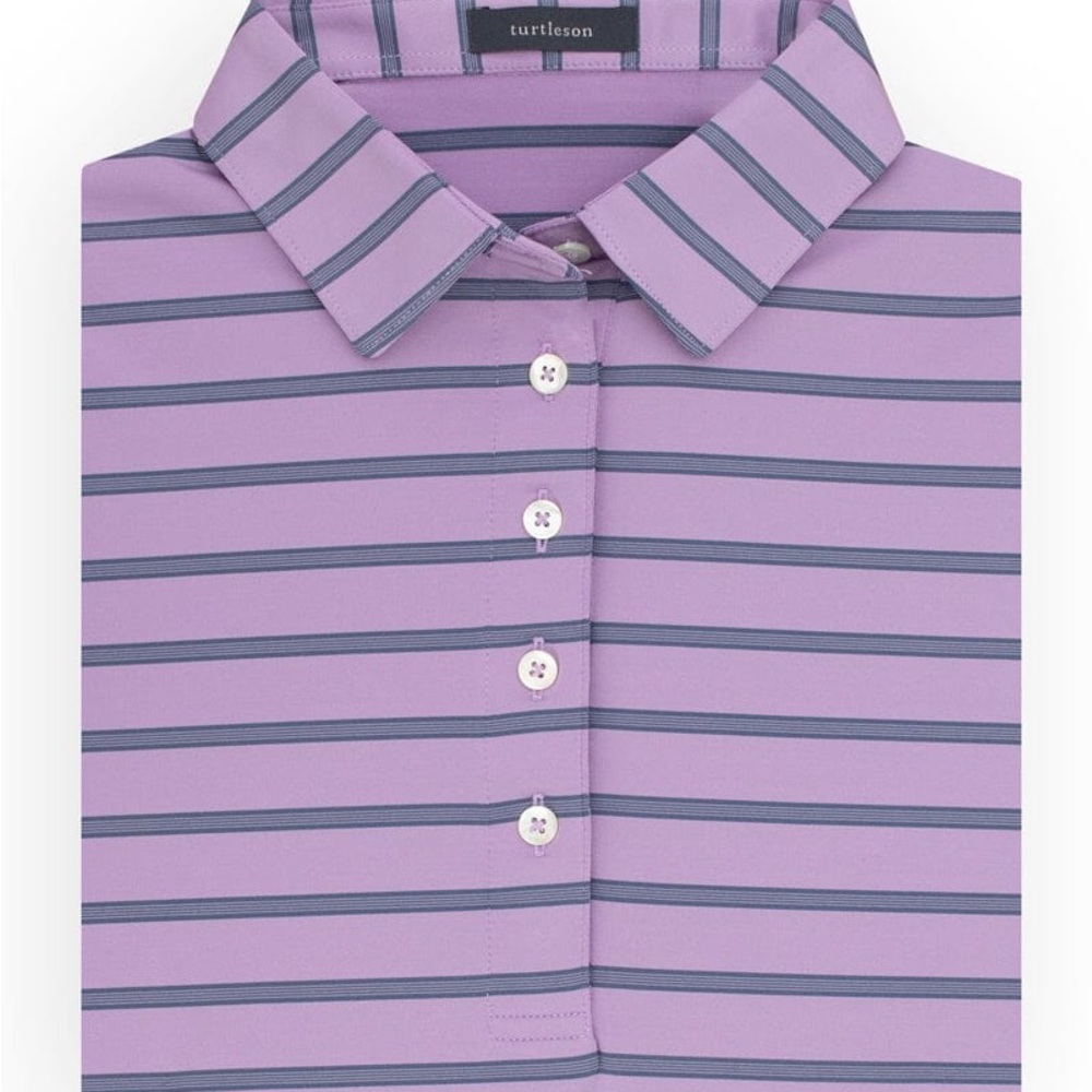 Turtleson Palmer Polo Men’s Large Purple Stripe Golf Shirt NWT Fore Kids Logo